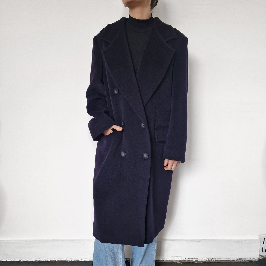 Max Mara Navy Wool Coat - UK 10-12