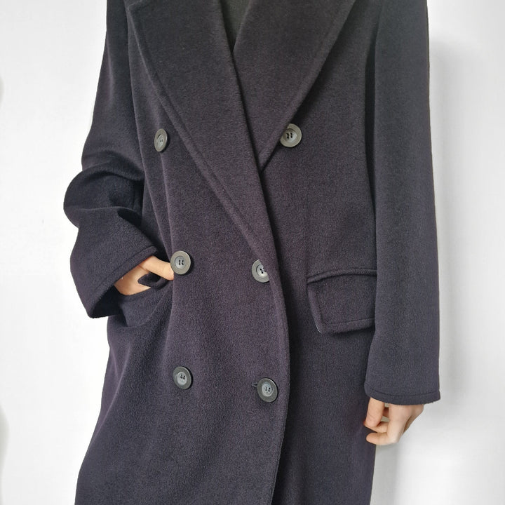 Max Mara Navy Wool Coat - UK 10-12