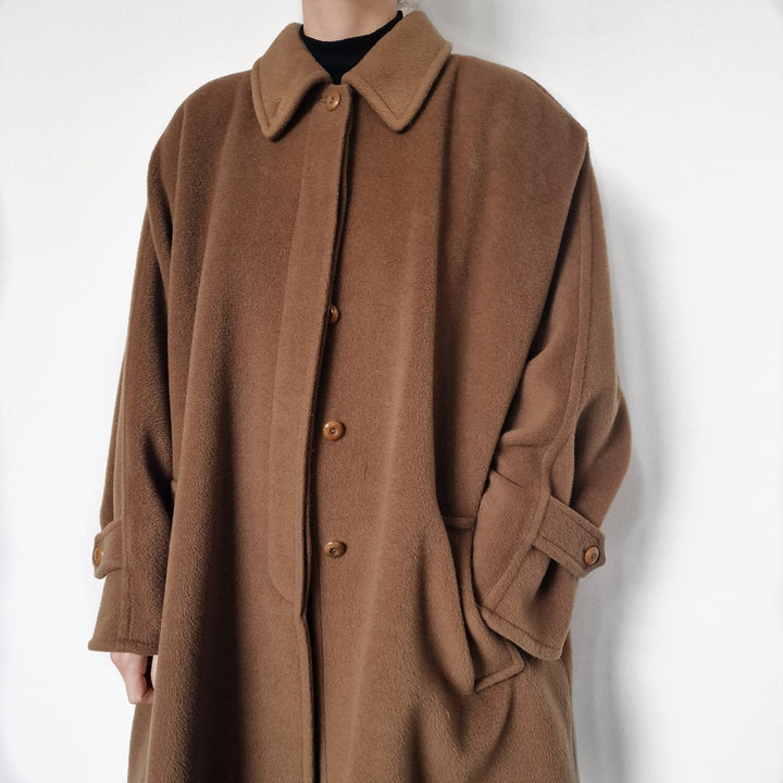 Marella Tobacco Brown Wool Swing Coat - UK 12-16