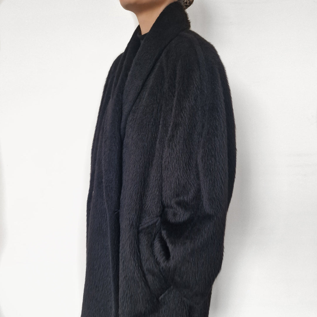 Max Mara Black Alpaca and Wool Coat - UK 10-14