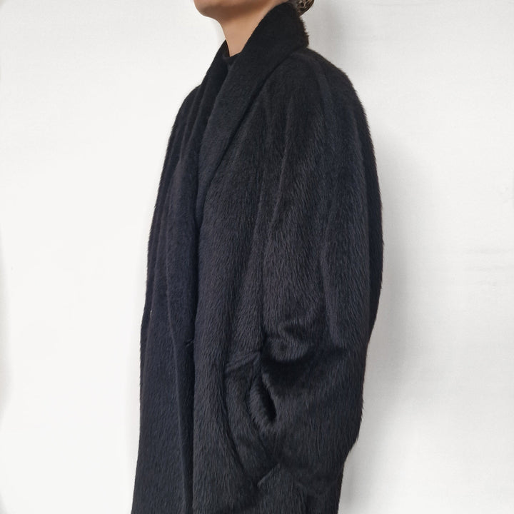 Max Mara Black Alpaca and Wool Coat - UK 10-14