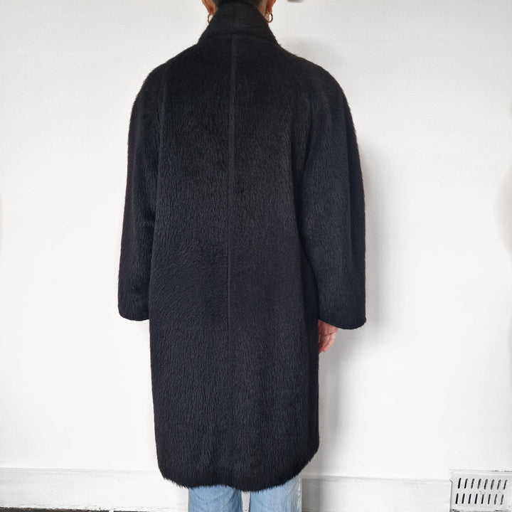 Max Mara Black Alpaca and Wool Coat - UK 10-14