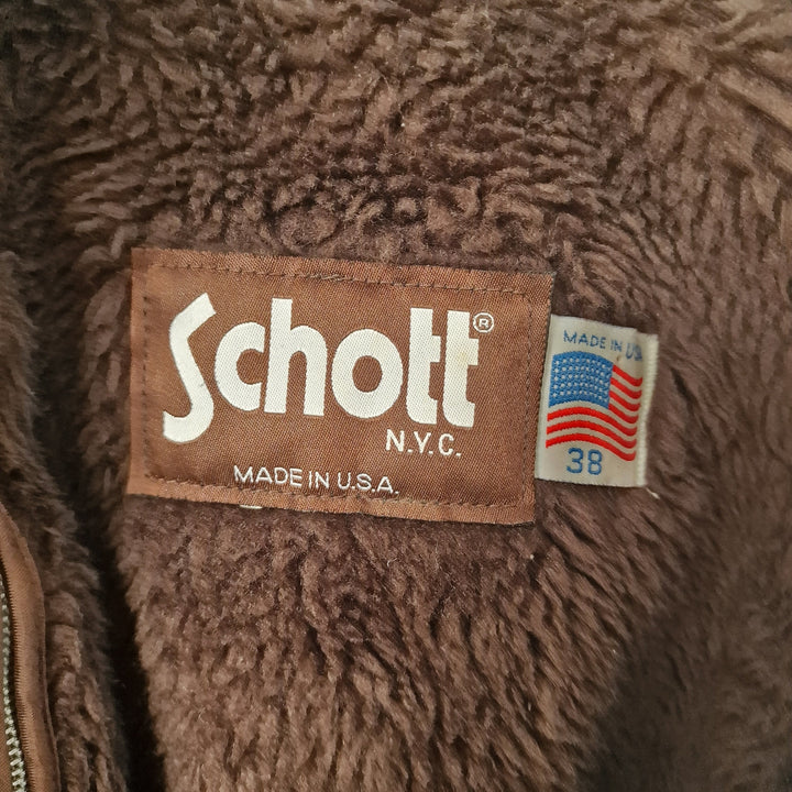 Schott Leather Flight Jacket with Removable Collar & Lining - UK 10