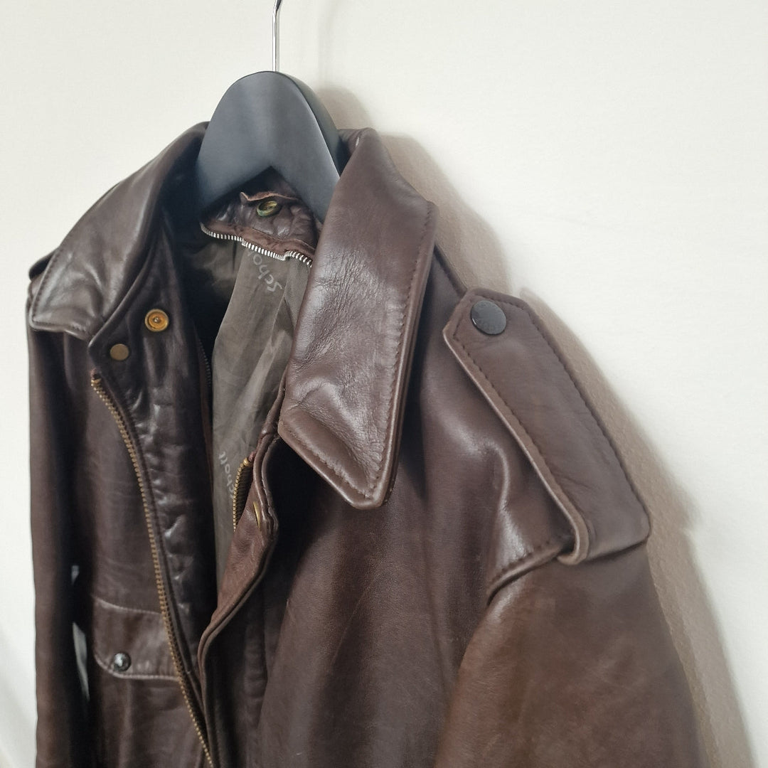 Schott Leather Flight Jacket with Removable Collar & Lining - UK 10