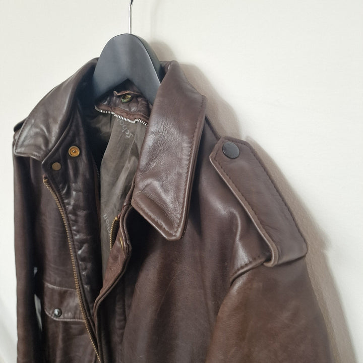 Schott Leather Flight Jacket with Removable Collar & Lining - UK 10