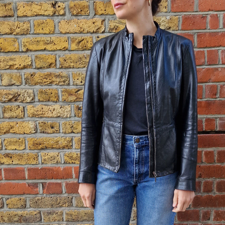 Max Mara Weekend Leather Moto Jacket - UK8