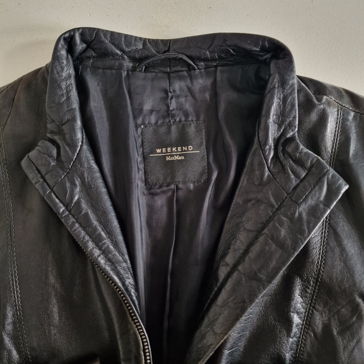 Max Mara Weekend Leather Moto Jacket - UK8