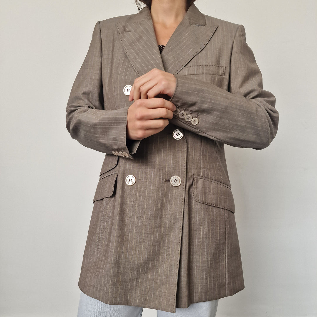 Sportmax Grey Wool Pinstripe blazer - UK 10