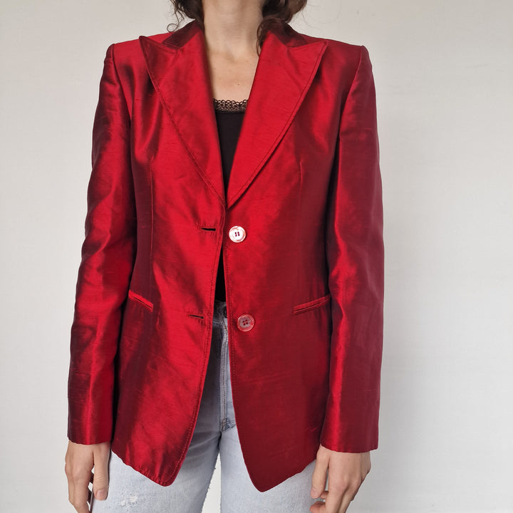 Pure Silk Max Mara Red Blazer- UK 8