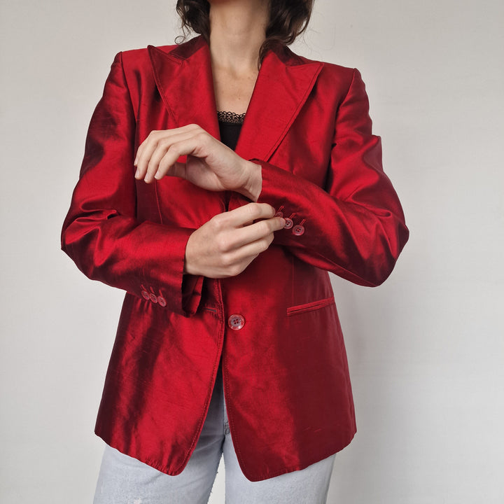 Pure Silk Max Mara Red Blazer- UK 8