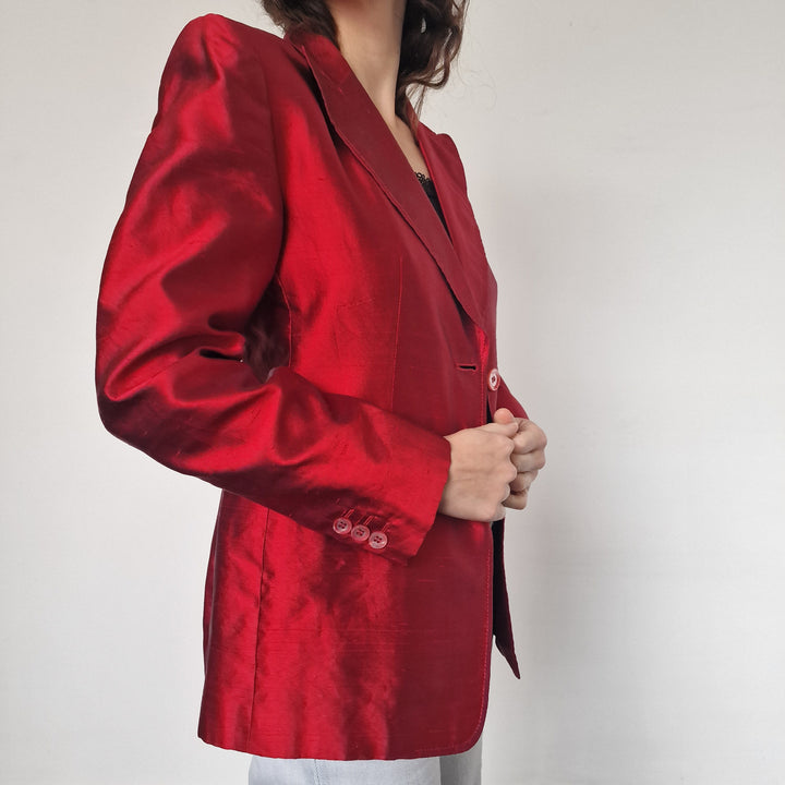 Pure Silk Max Mara Red Blazer- UK 8