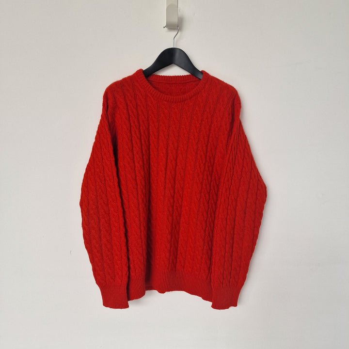 Red Wool Cable Knit Jumper - UK 8-12