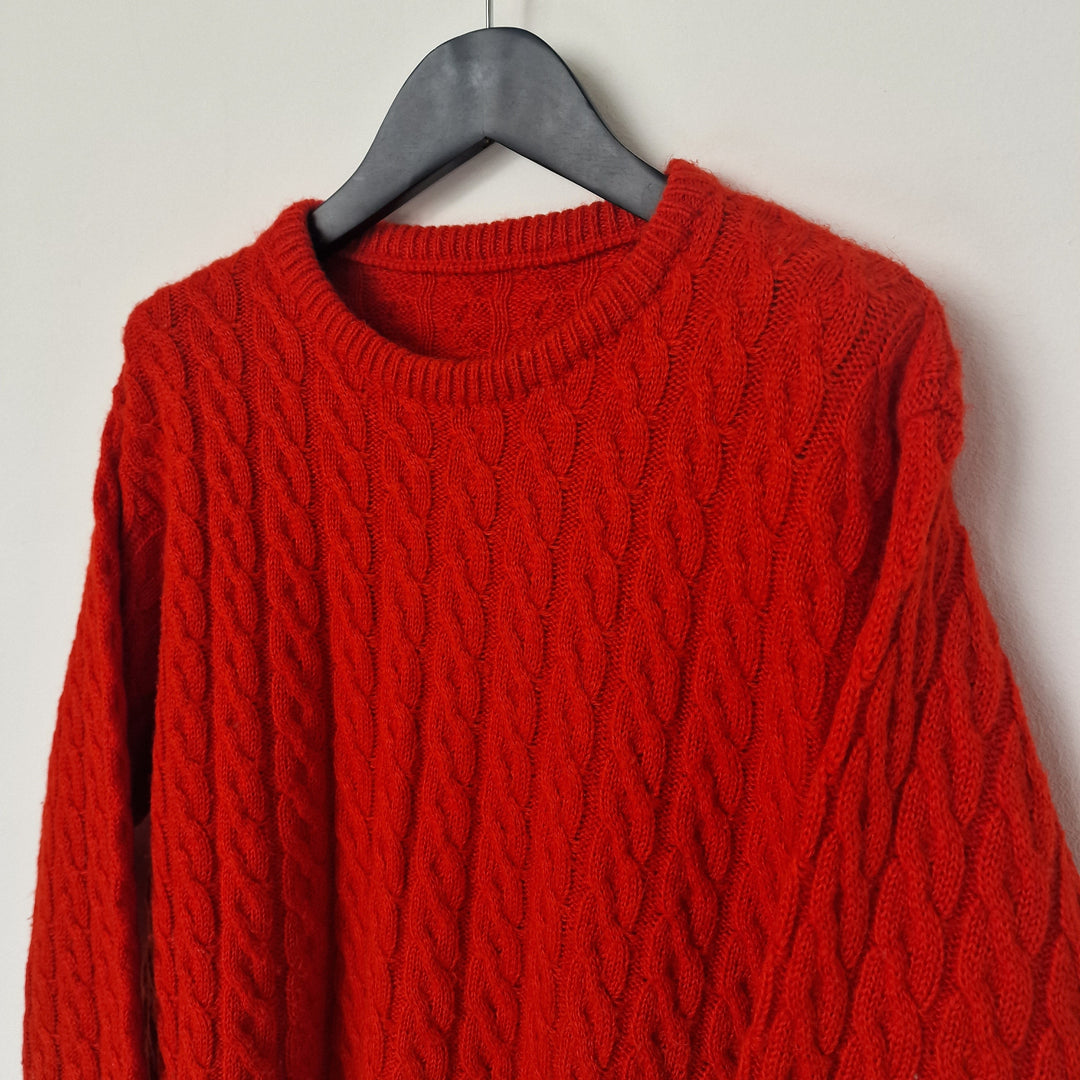 Red Wool Cable Knit Jumper - UK 8-12