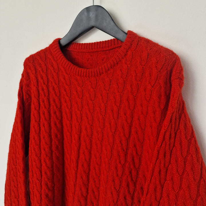 Red Wool Cable Knit Jumper - UK 8-12