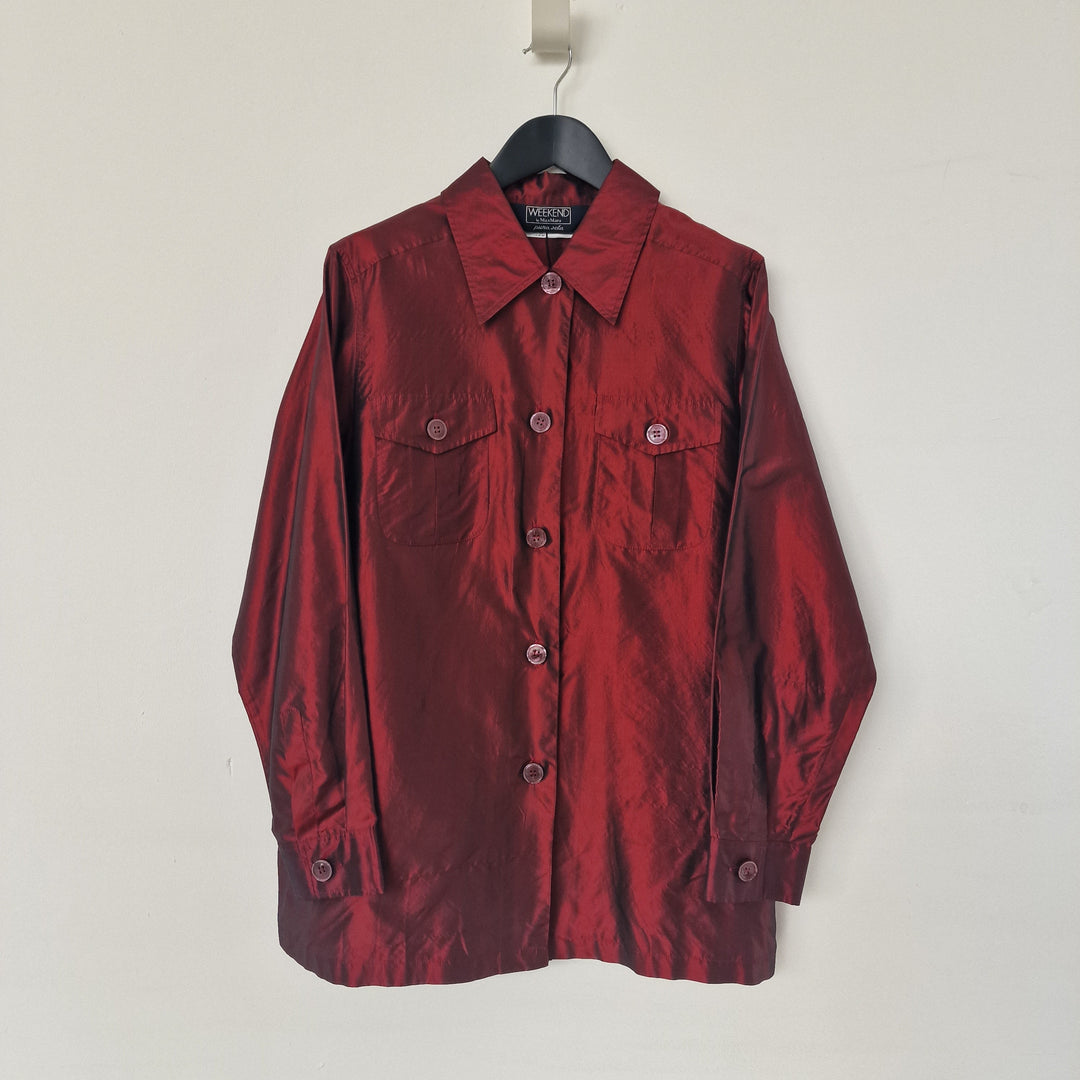 Max Mara pure silk metallic red shirt - UK 12