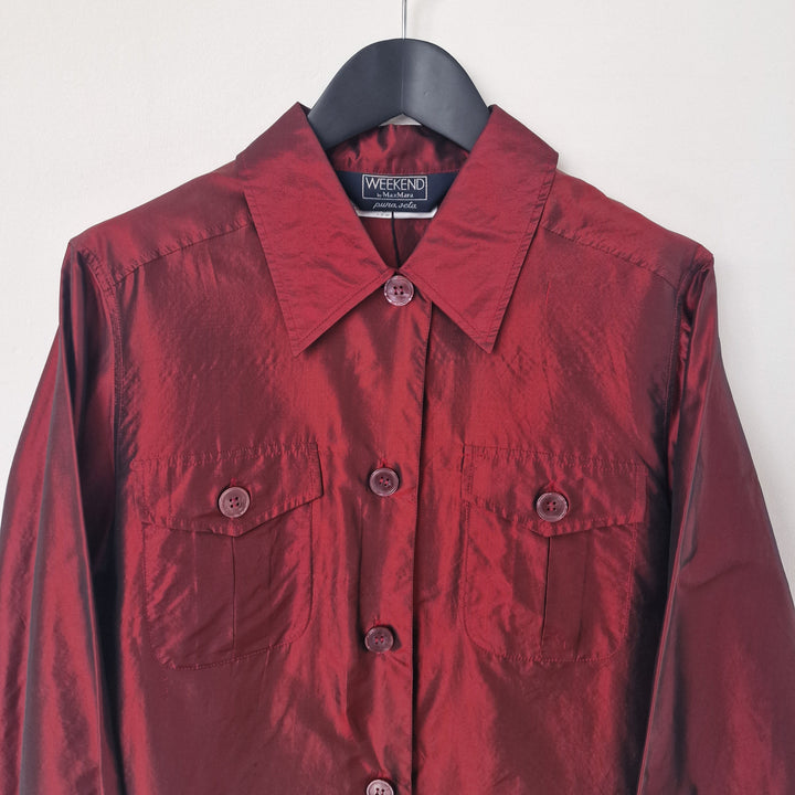 Max Mara pure silk metallic red shirt - UK 12