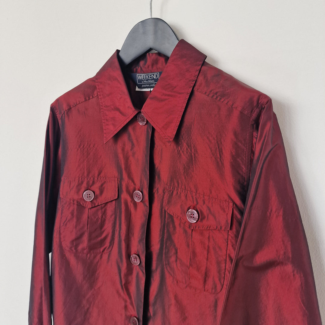 Max Mara pure silk metallic red shirt - UK 12