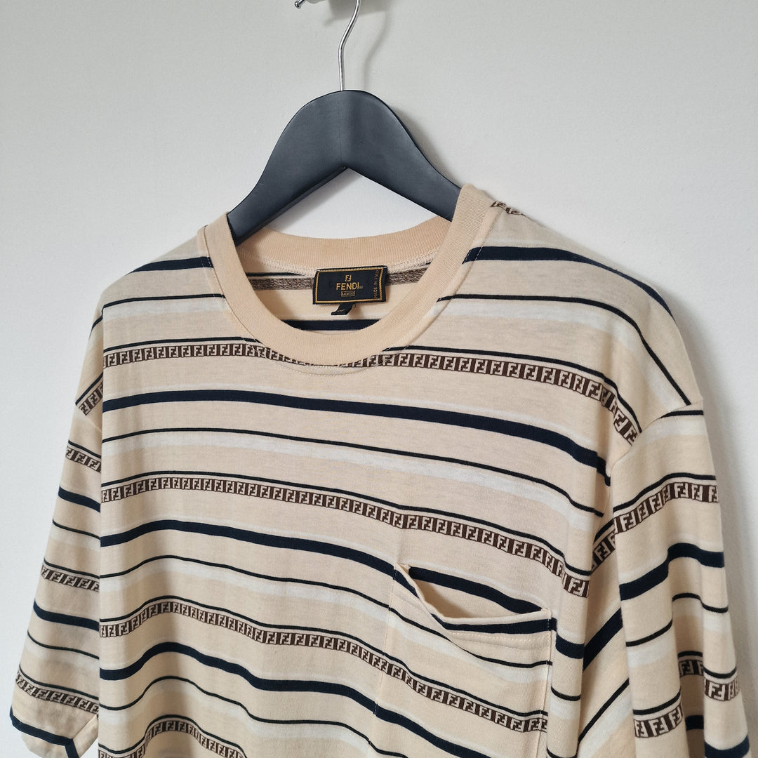 Fendi Striped Logo T-Shirt - UK 10-14