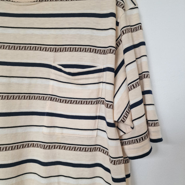 Fendi Striped Logo T-Shirt - UK 10-14