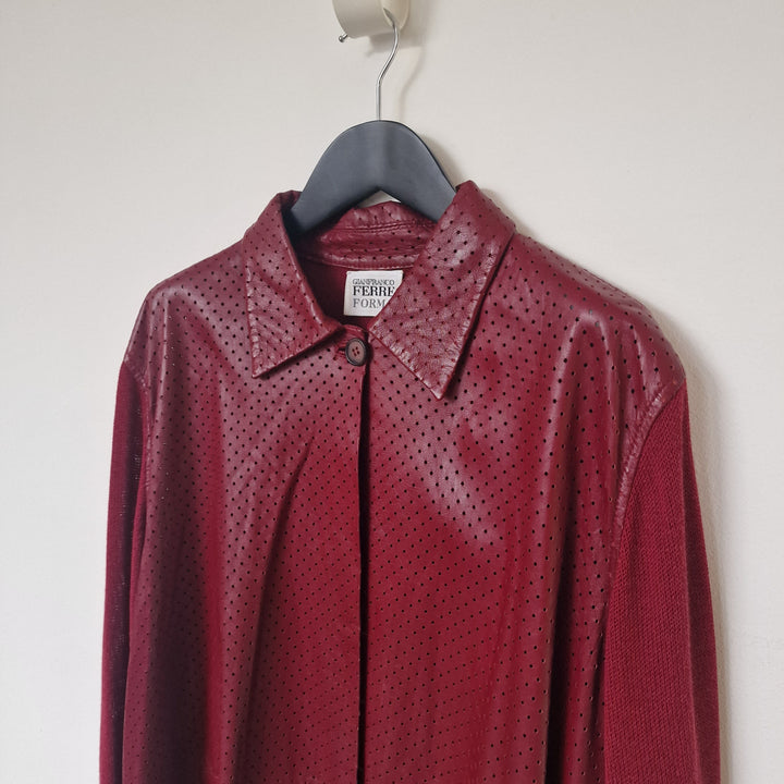 Gianfranco Ferre leather red shirt - M