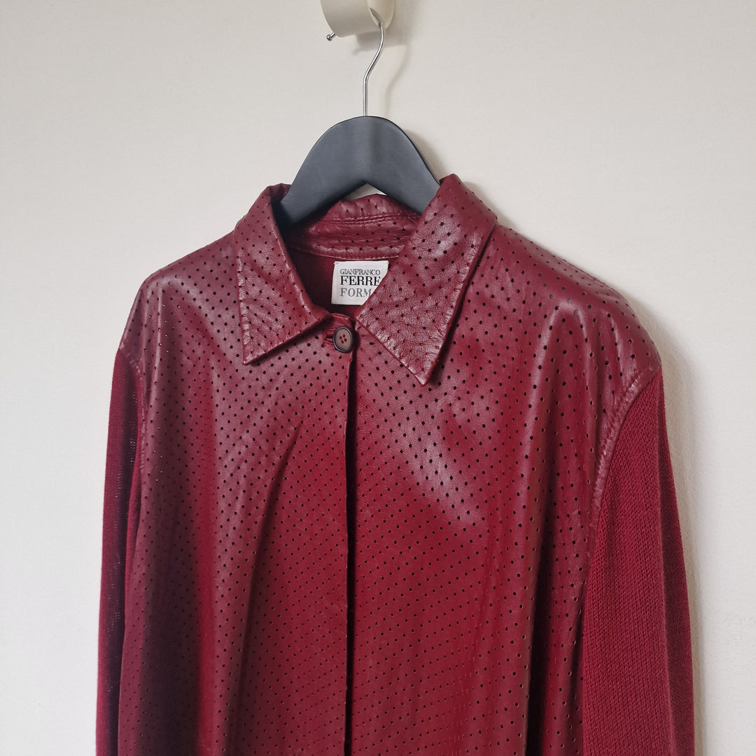 Gianfranco Ferre leather red shirt - M