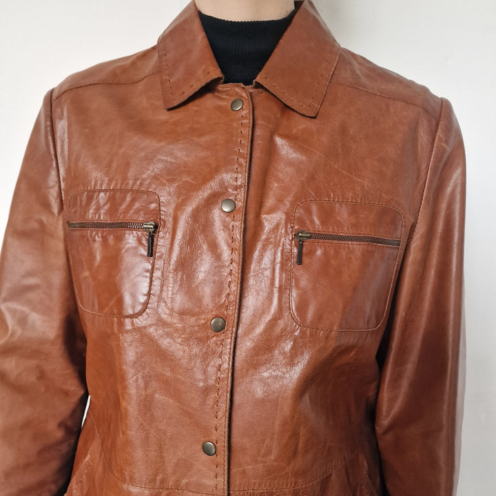 Vera Pelle Conbipel Tan Leather Jacket - UK 10-12